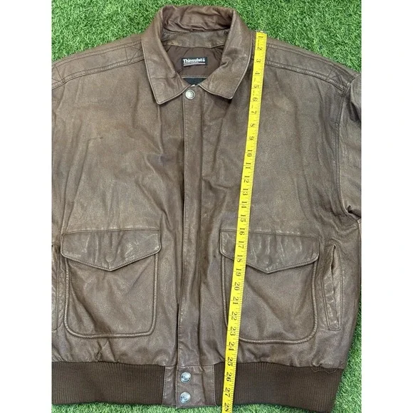 Vintage Wilsons Jacket Mens XL Brown Leather Bomber Aviator Flyers Full Zip - Picture 11 of 16
